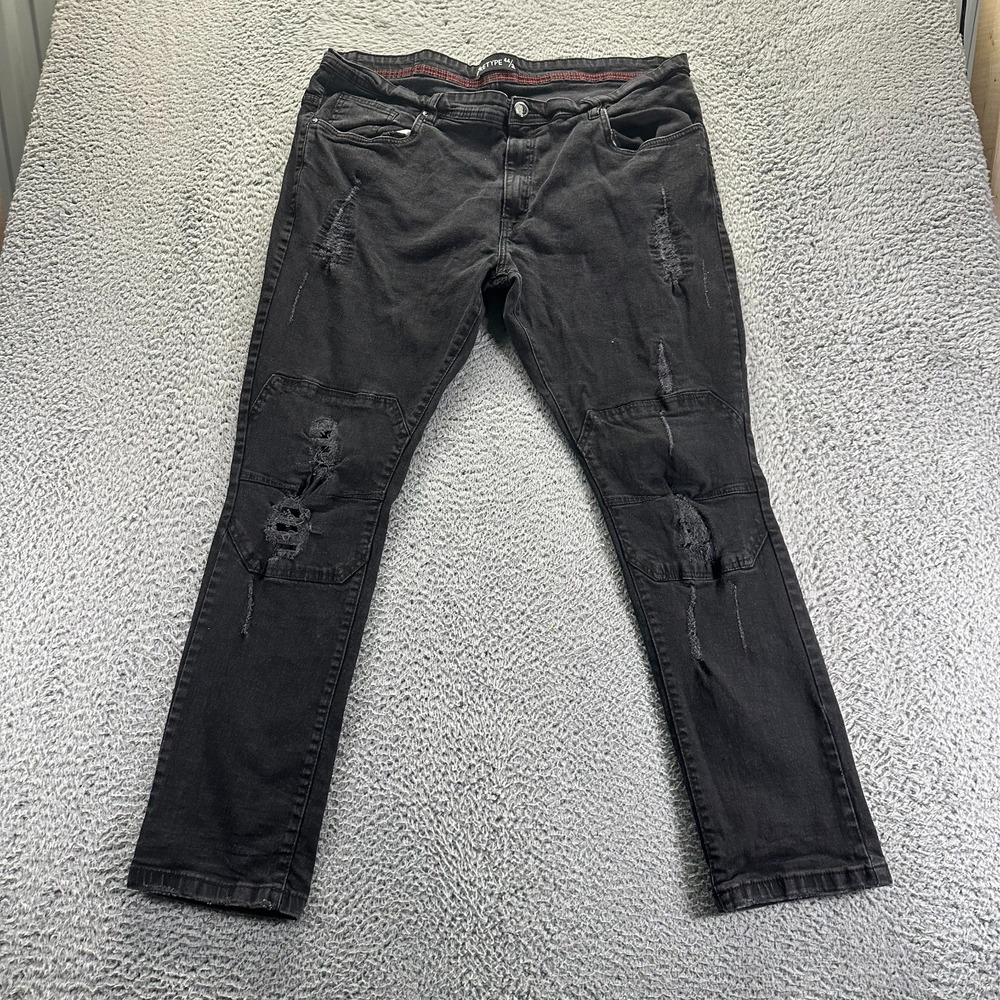 Arketype Jeans Men's‎ 44x32 Black Denim Skinny Double Knee Workwear Distressed